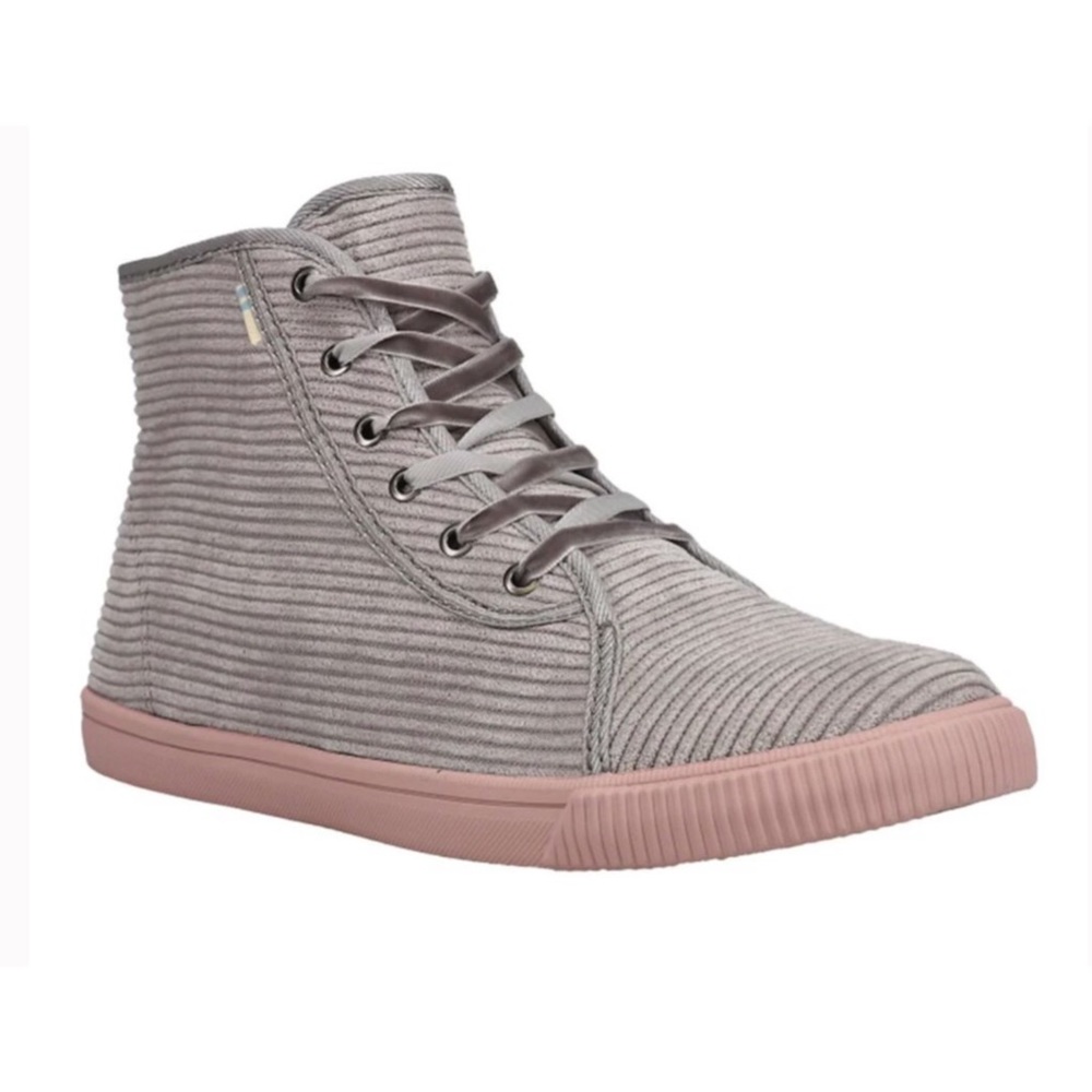 Toms Gray and Pink High-Top Sneakers